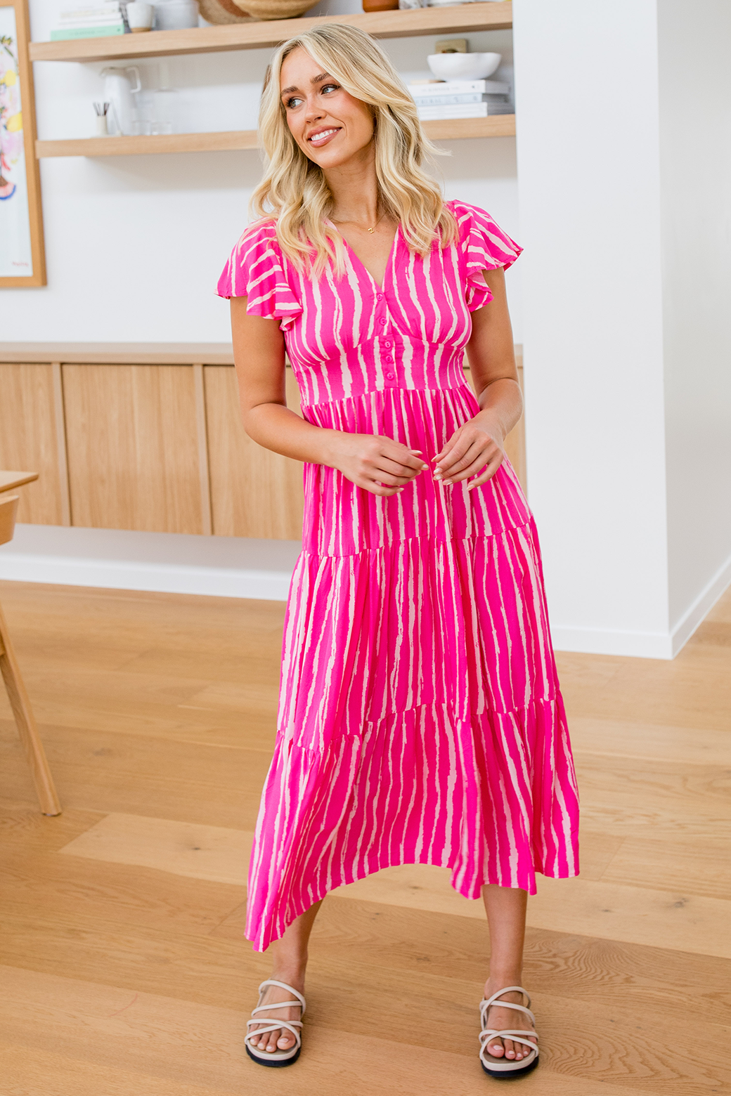 Zoe Maxi Dress Pink Power Print