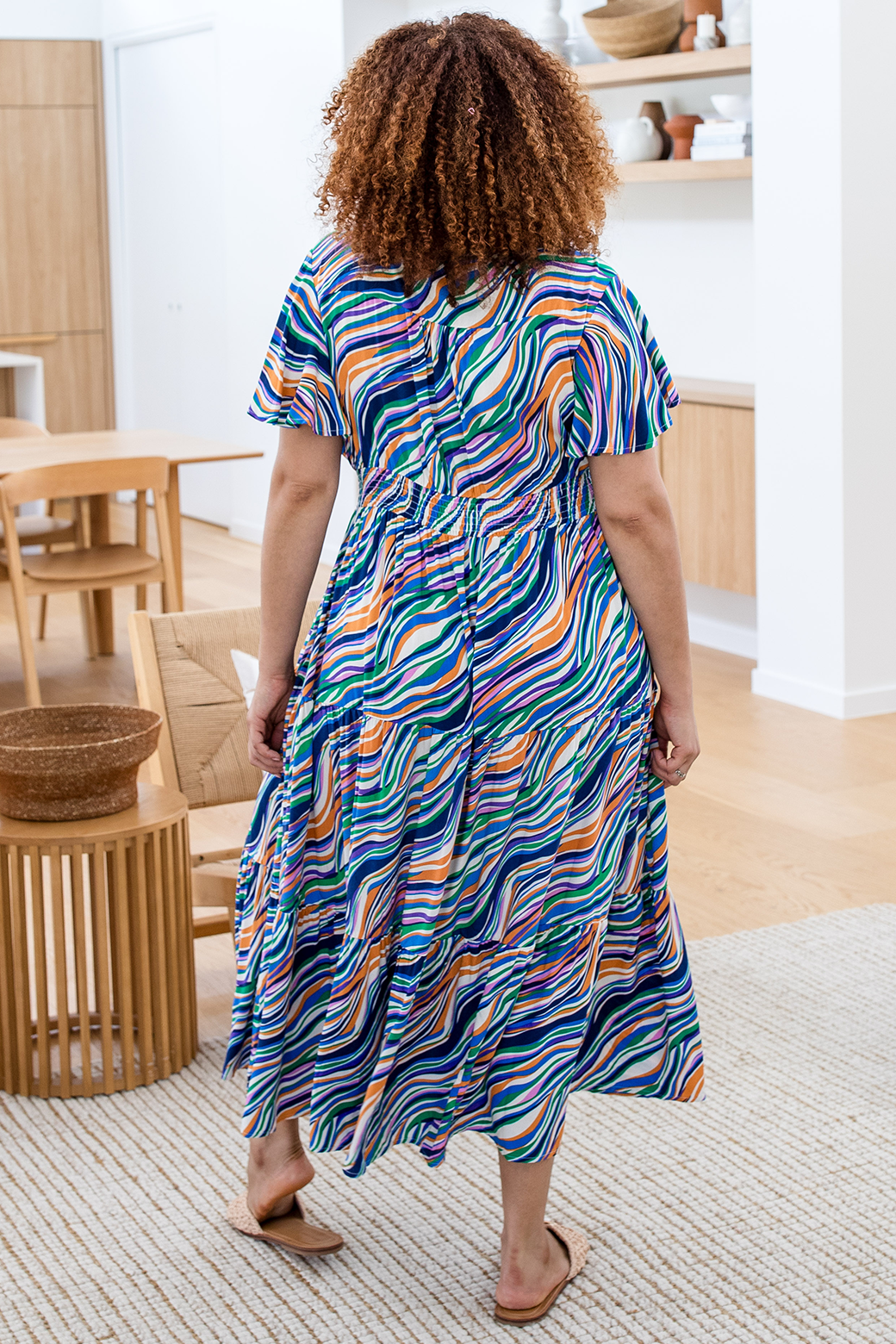 Zoe Tiered Maxi Dress Heatwave Print Blue