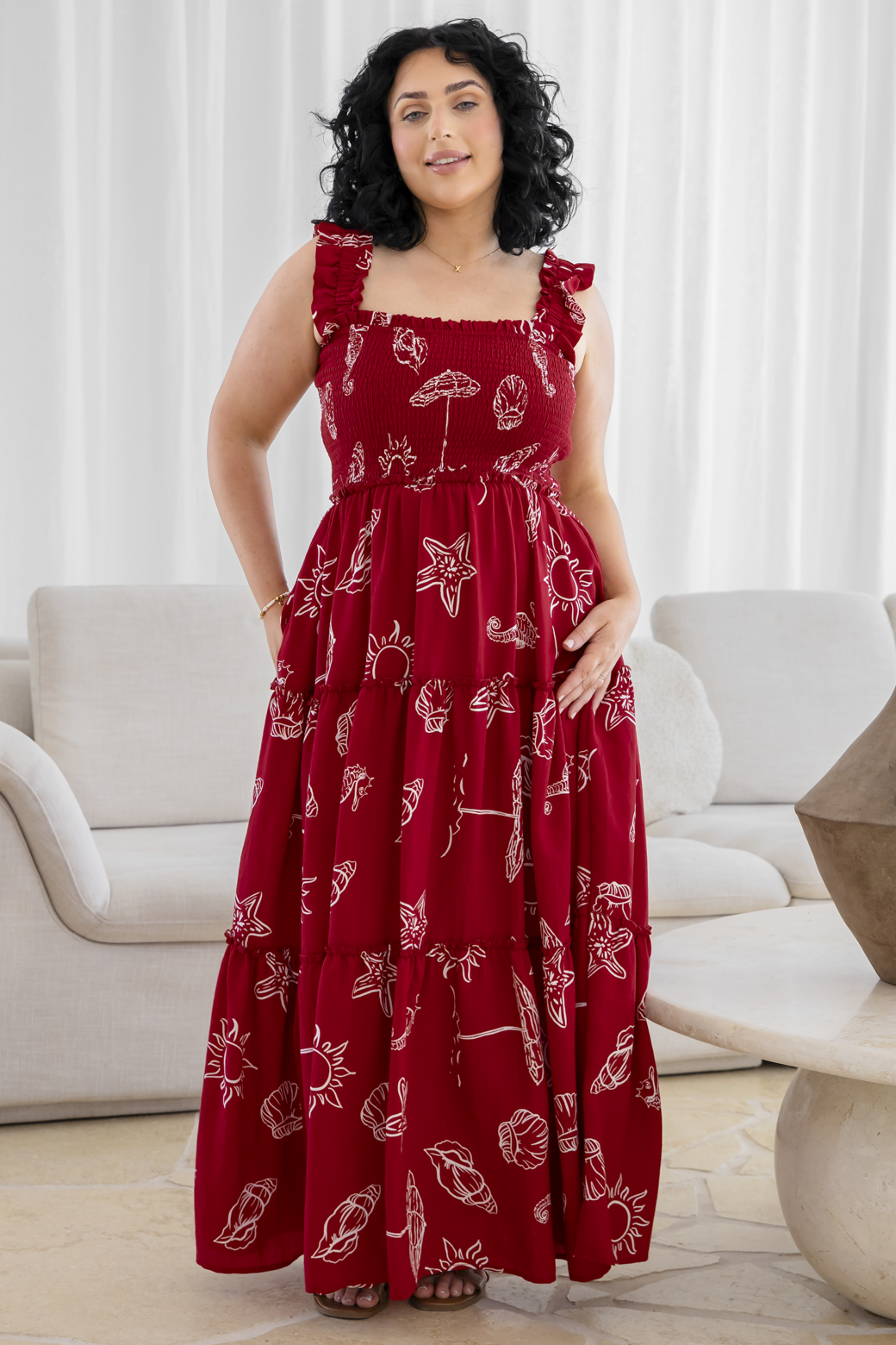 Darcey Maxi Dress Oceanside Print Red