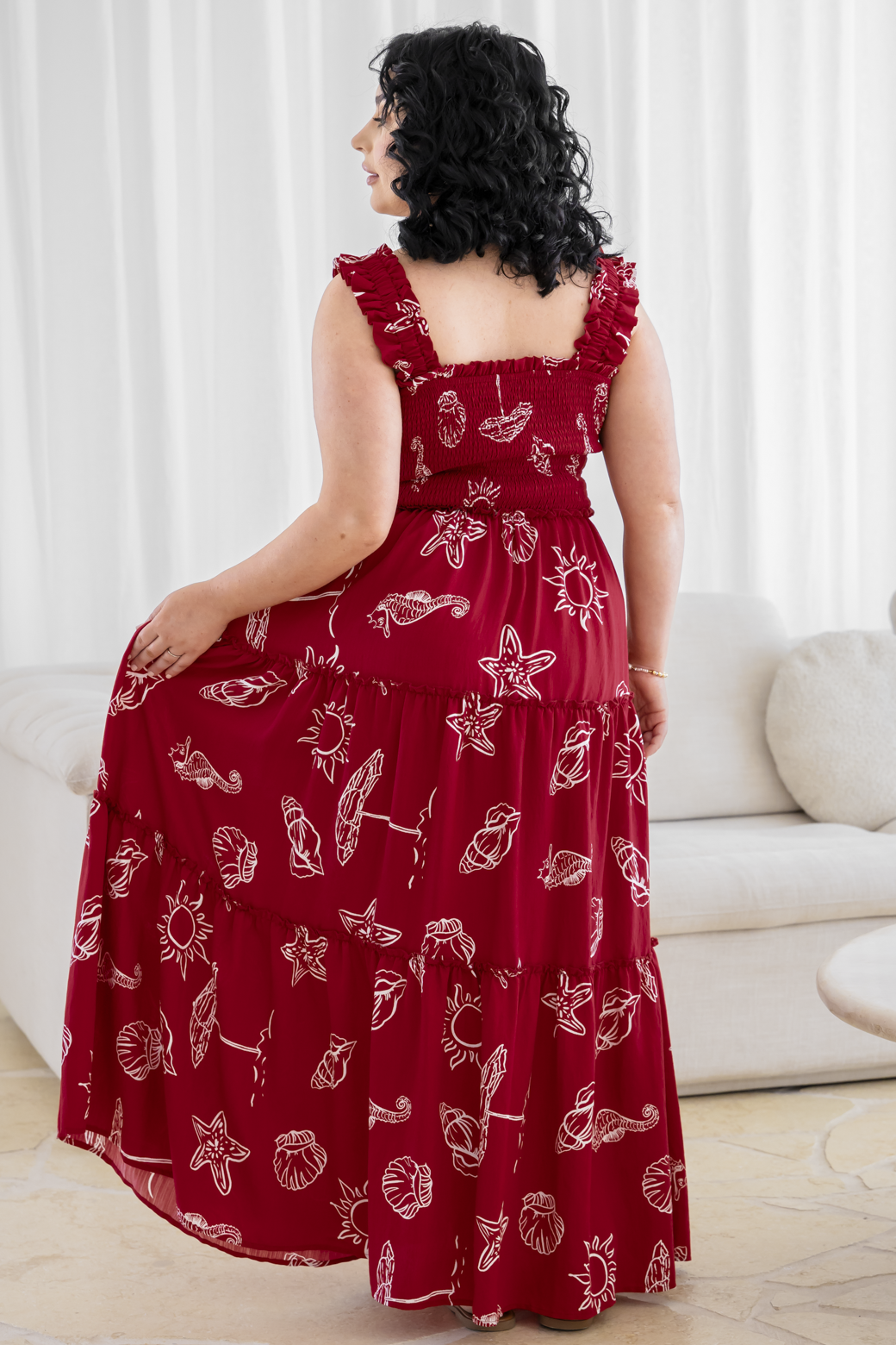 Darcey Maxi Dress Oceanside Print Red