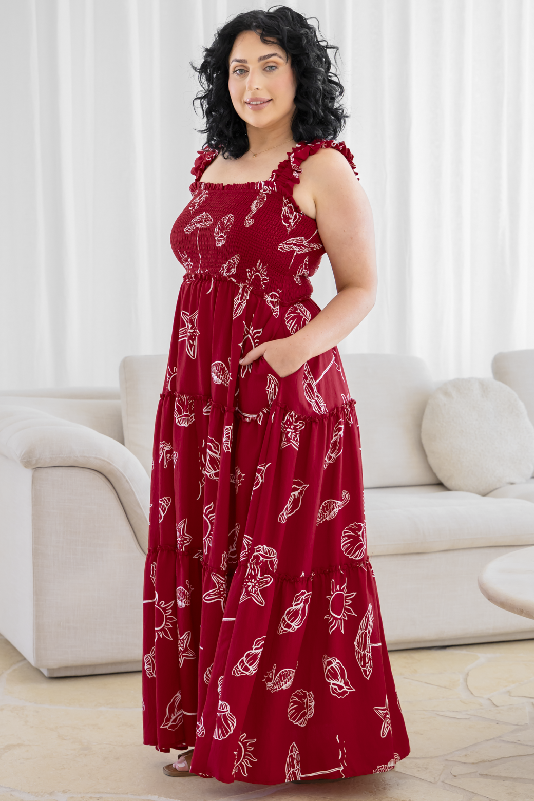 Darcey Maxi Dress Oceanside Print Red