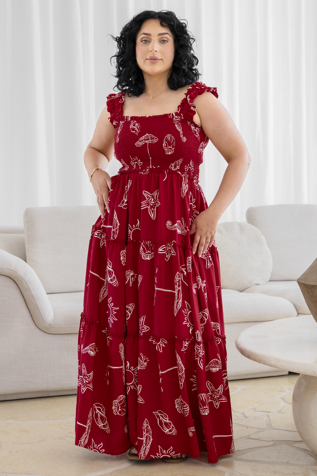 Darcey Maxi Dress Oceanside Print Red