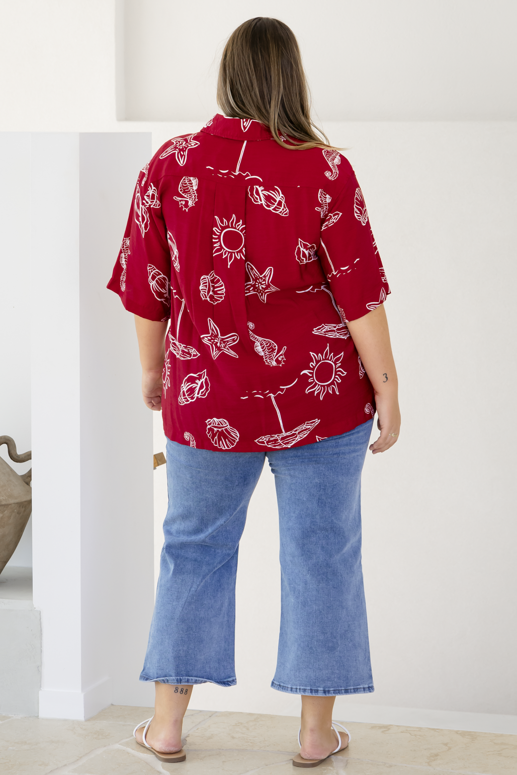 Delta Shirt Oceanside Print Red