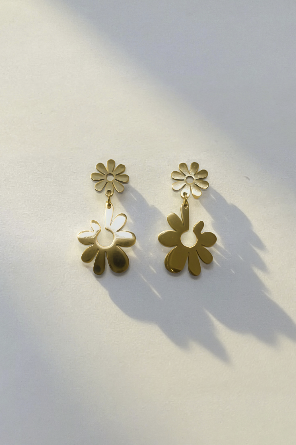 Gold Flower Drop Earrings