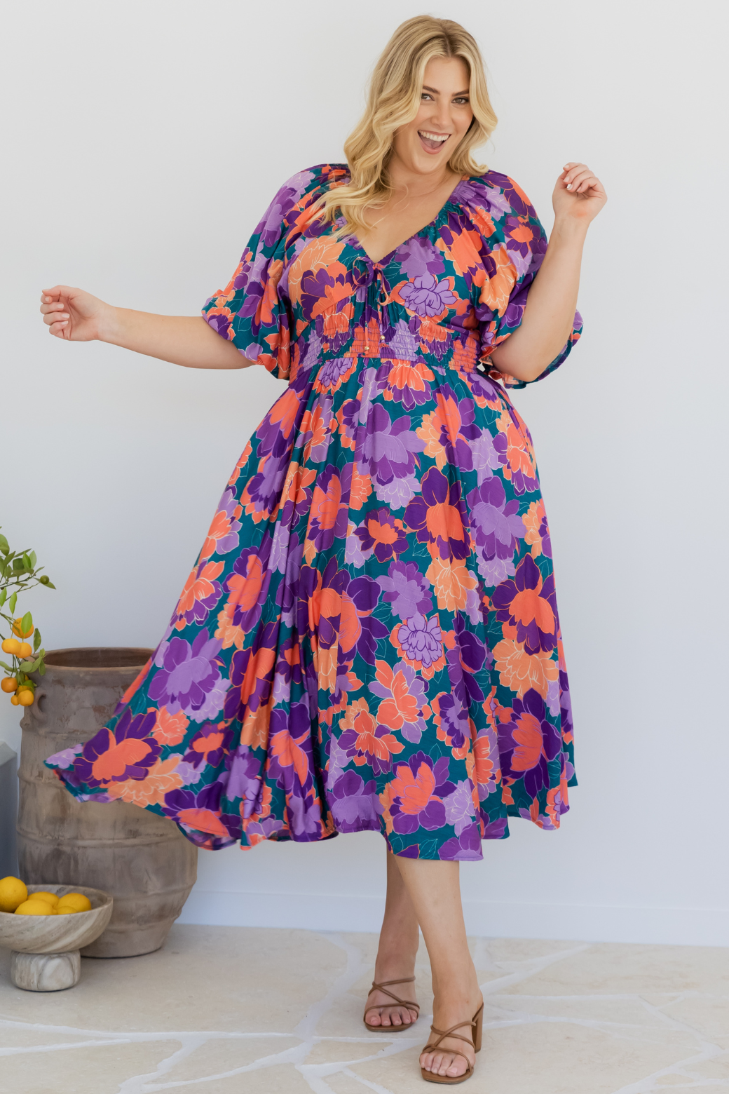 Jade Midi Dress Milan Floral Print