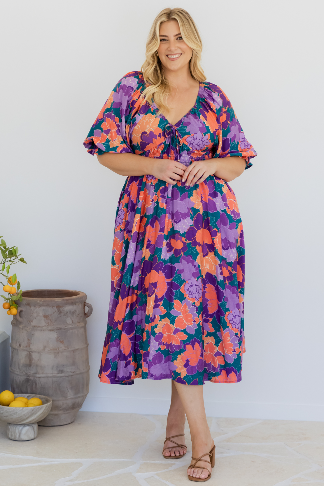 Jade Midi Dress Milan Floral Print