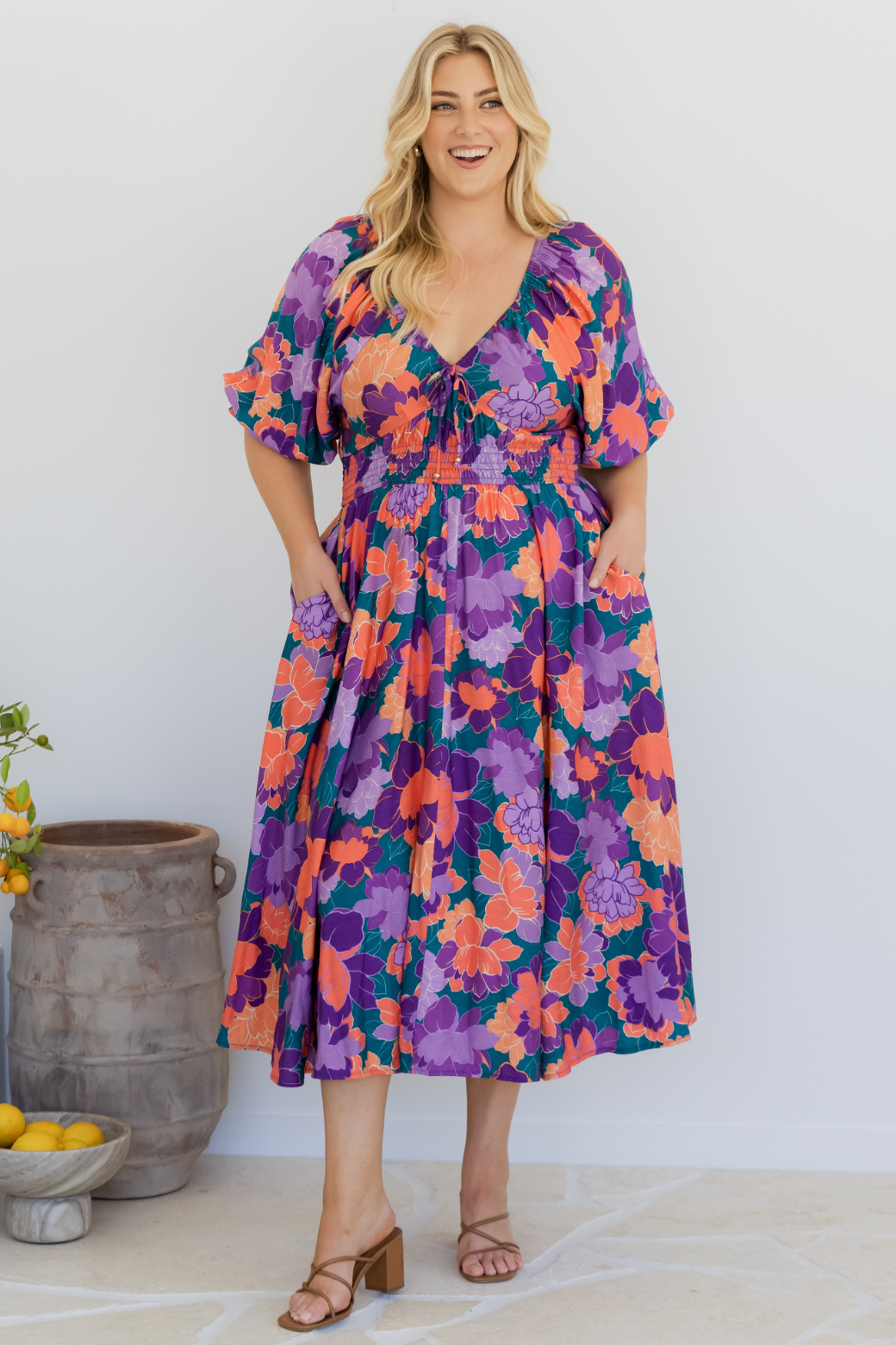 Jade Midi Dress Milan Floral Print