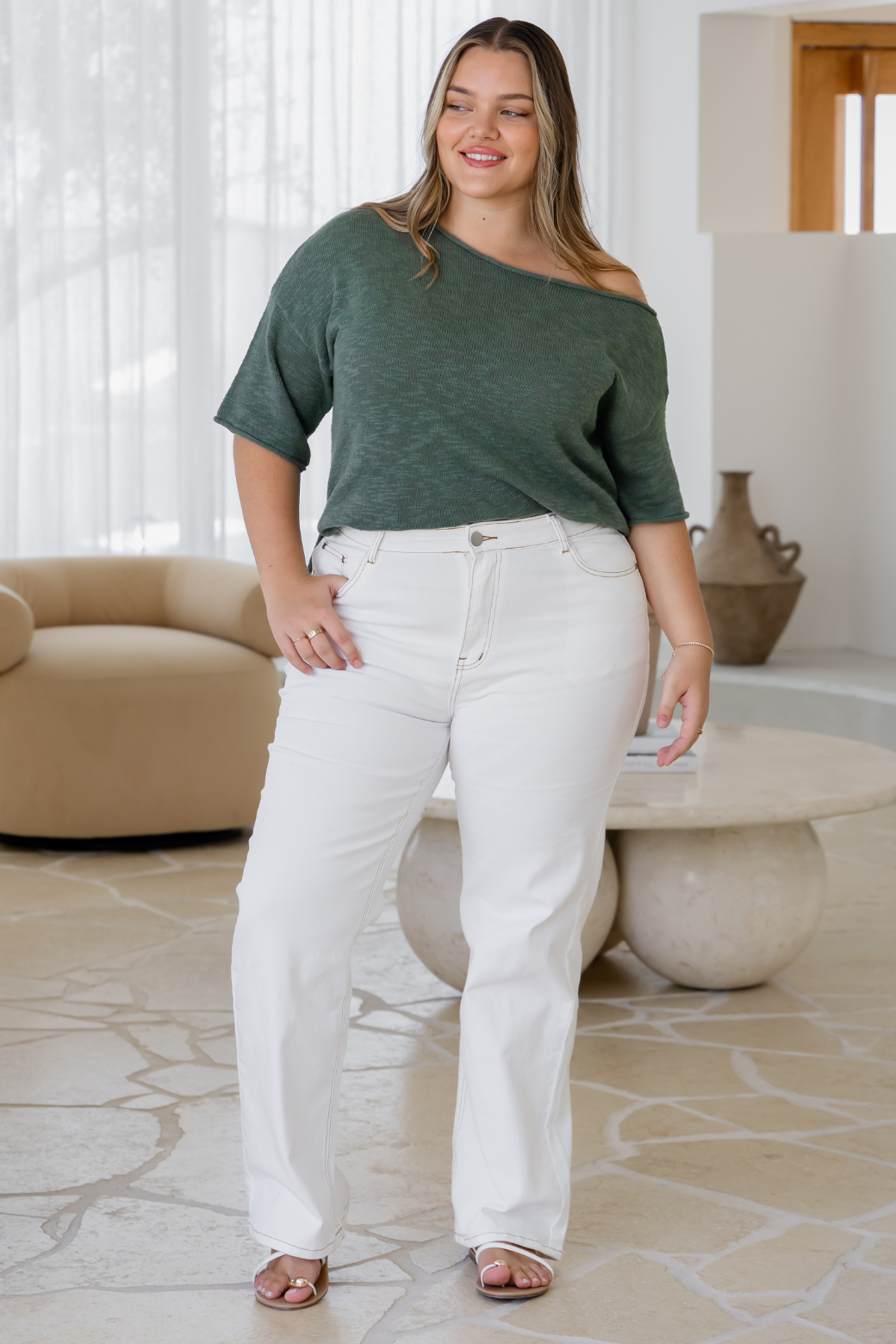 Lucy Straight Fit Off White Jean