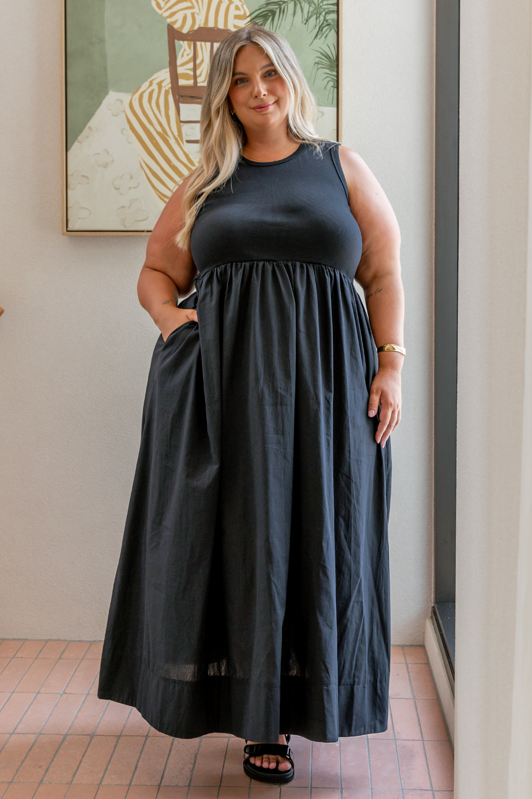 Miriam Midi Tank Dress Black