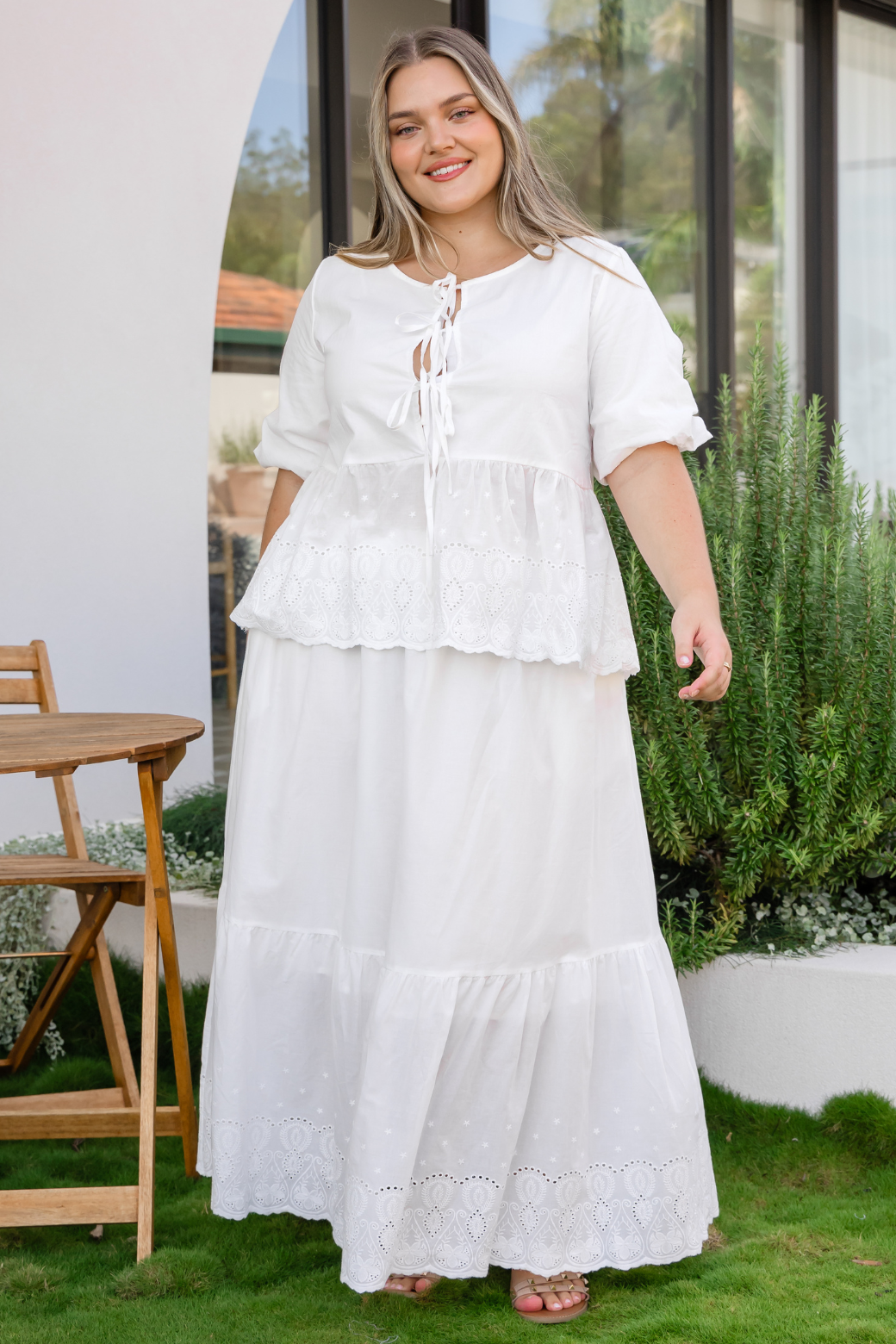 Nori Broderie Anglaise Midi Skirt