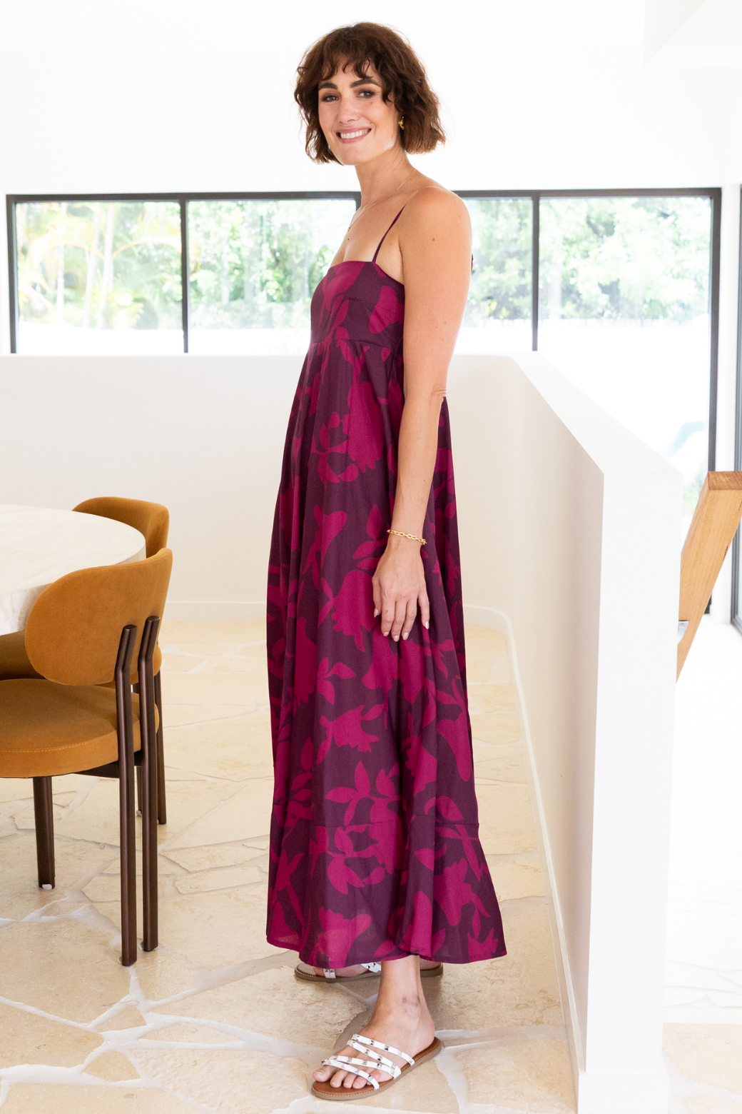 Portafino Maxi Dress Plum Floral