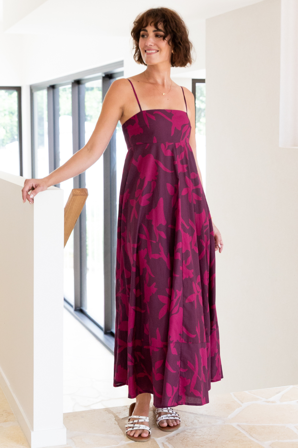 Portafino Maxi Dress Plum Floral