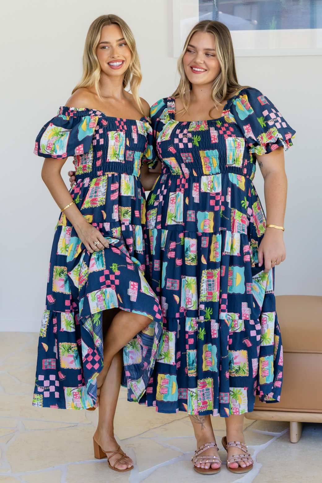 Shiloh Midi Dress Tuscan Sun Print