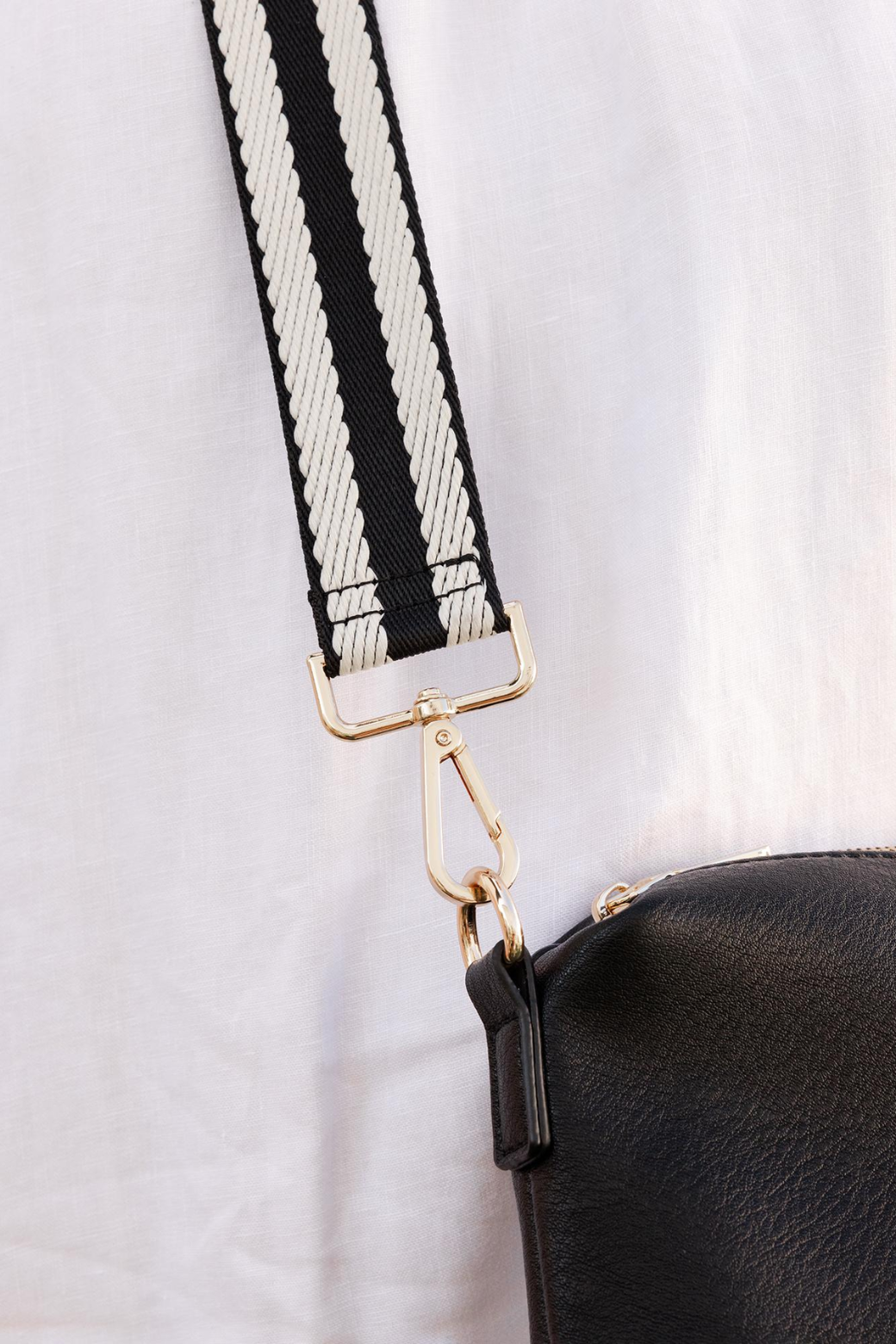 Louenhide Stripe Stripe Webbing Bag Strap Black/Black