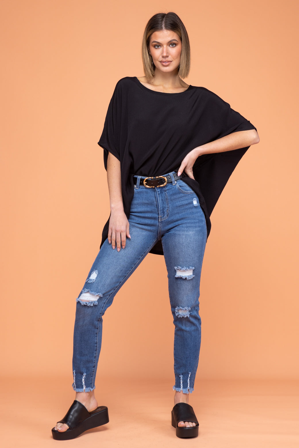 Brodie Drape Top Black