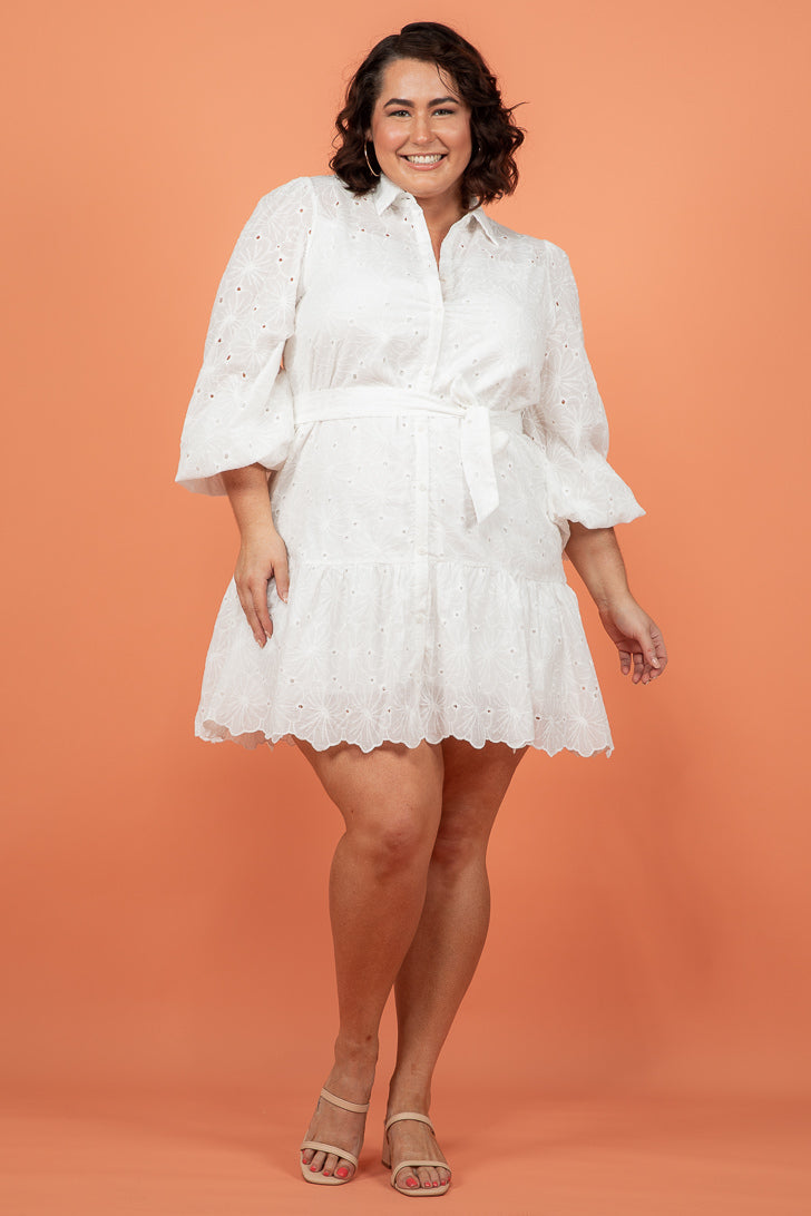 Louise Dress Broderie Anglaise White