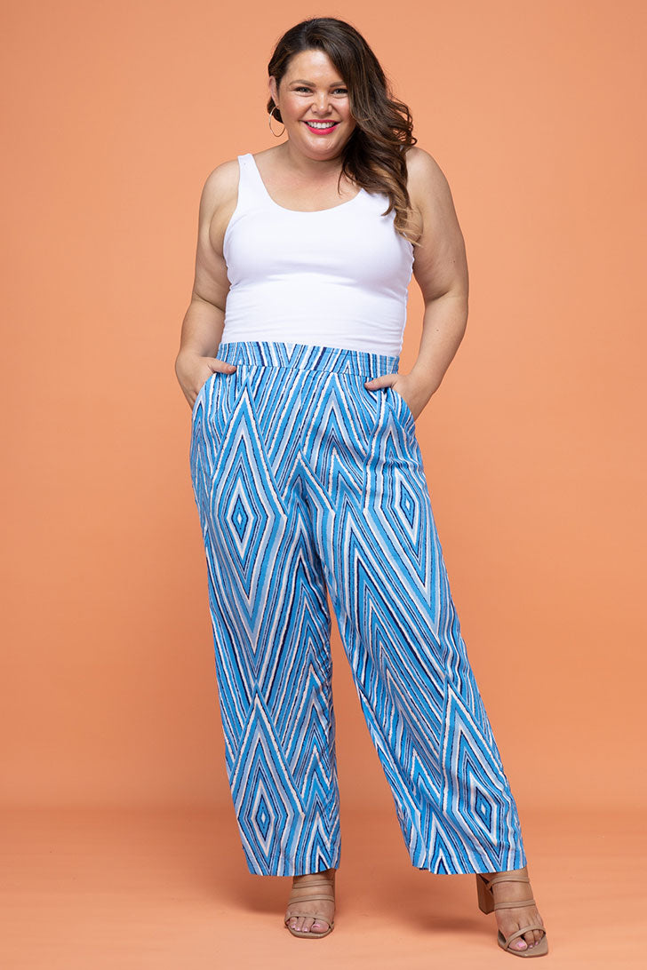 FINAL SALE Lucille Pants Mimi Print Blue