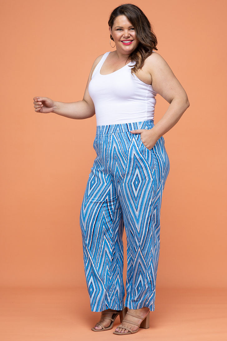 FINAL SALE Lucille Pants Mimi Print Blue