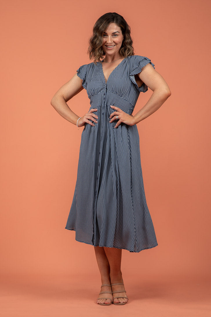 Max studio ruffle sales sleeve midi dress