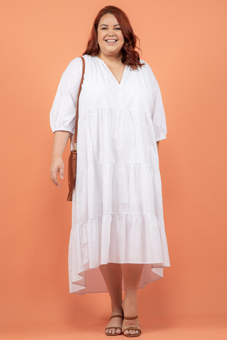 Noah Hi Low Dress White
