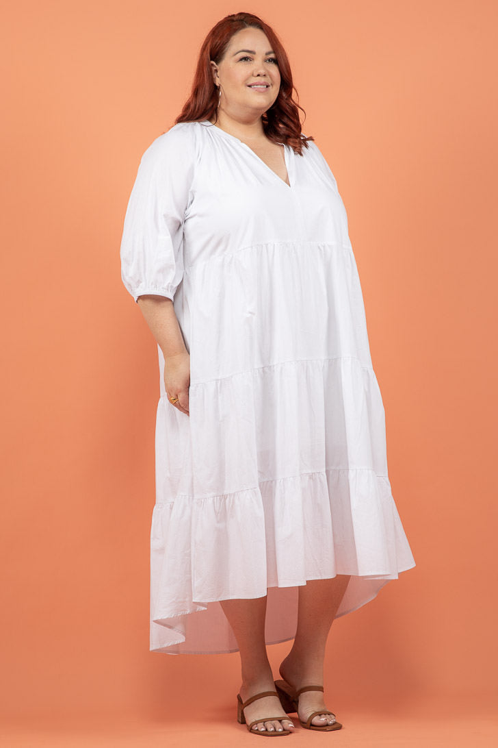 Noah Hi Low Dress White