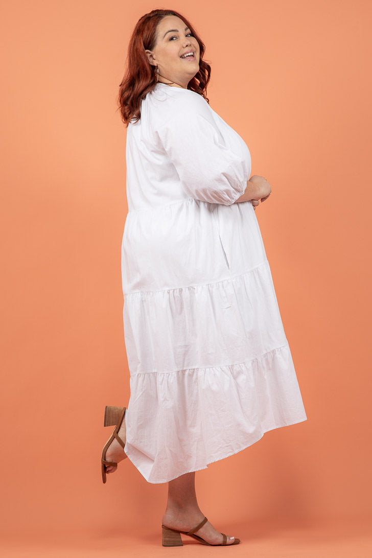 Noah Hi Low Dress White