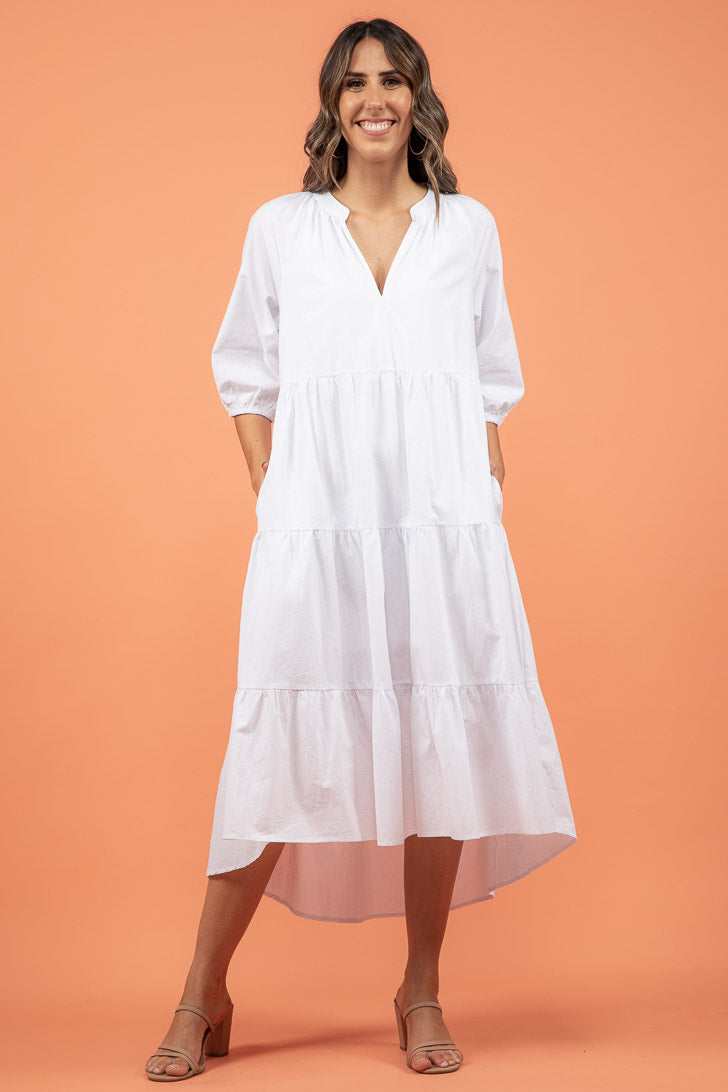 Noah Hi Low Dress White