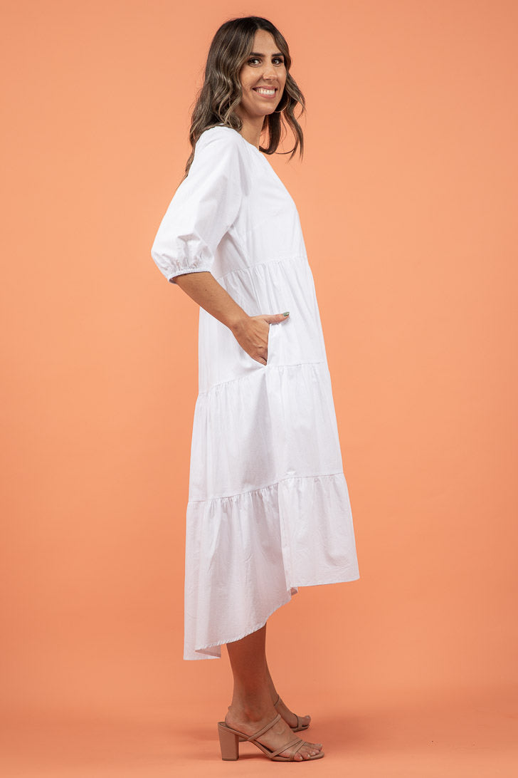 Noah Hi Low Dress White