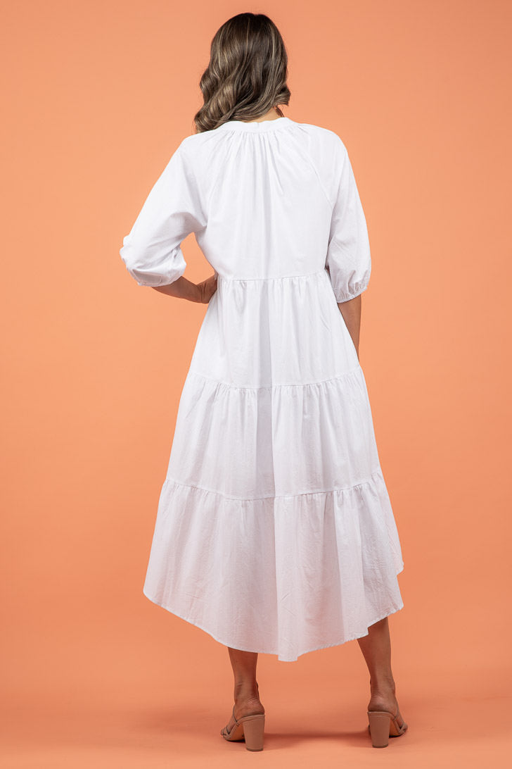 Noah Hi Low Dress White