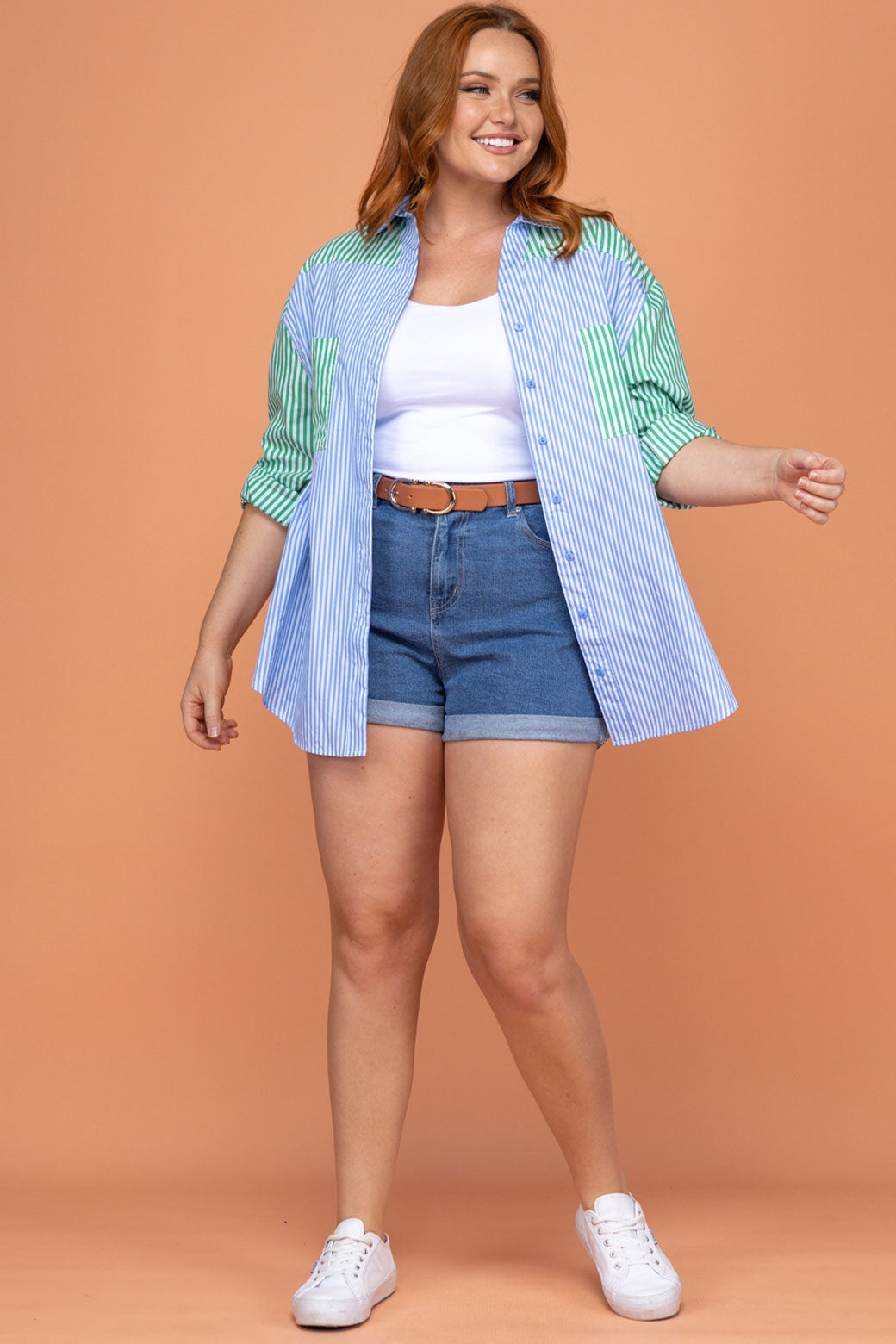 Final Sale | Perry Blouse Blue/Green Stripe
