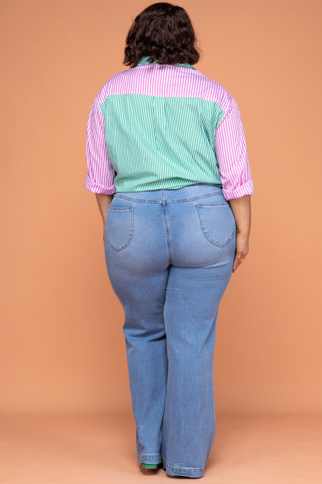 Final Sale | Perry Blouse Green/Pink Stripe