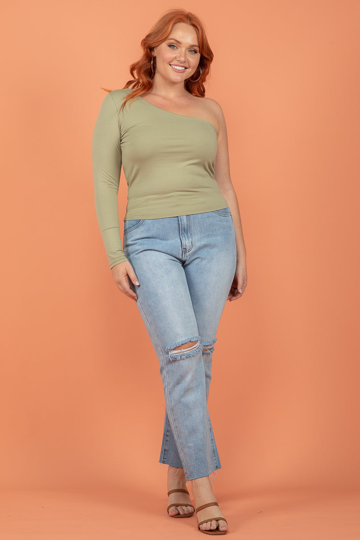 FINAL SALE | Sass Anna One Sleeve Top Sage Green