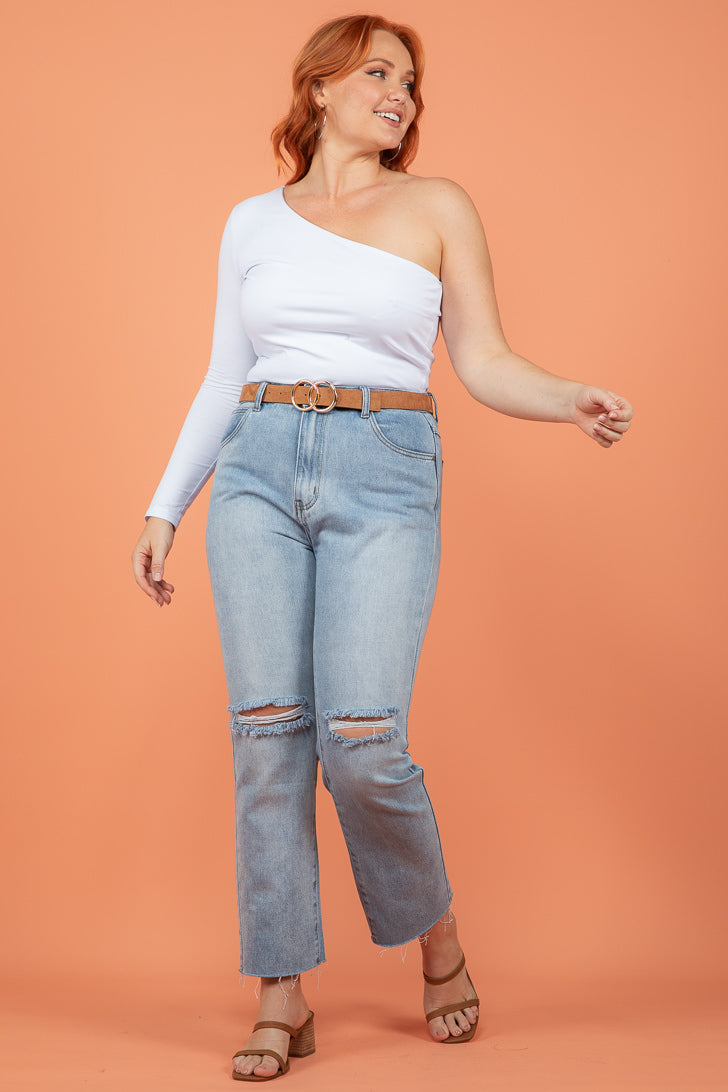 FINAL SALE | Sass Anna One Sleeve Top White