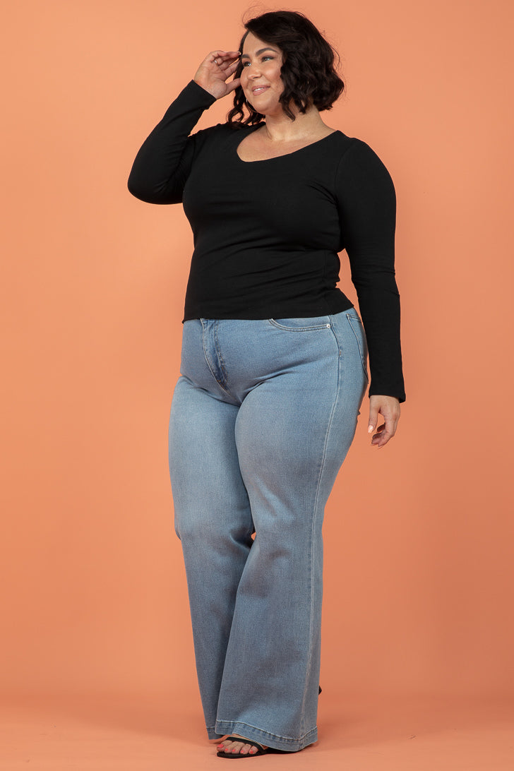 FINAL SALE | Sass Serena Vee Top Black