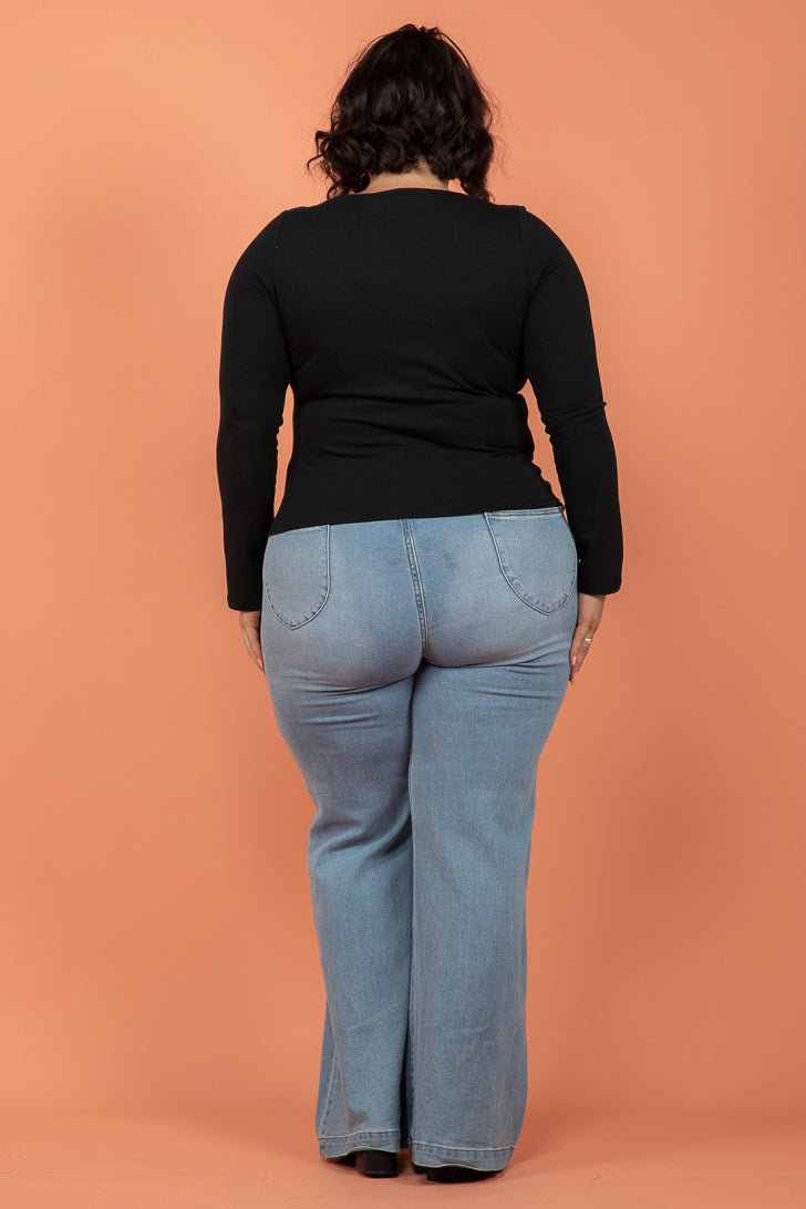 FINAL SALE | Sass Serena Vee Top Black