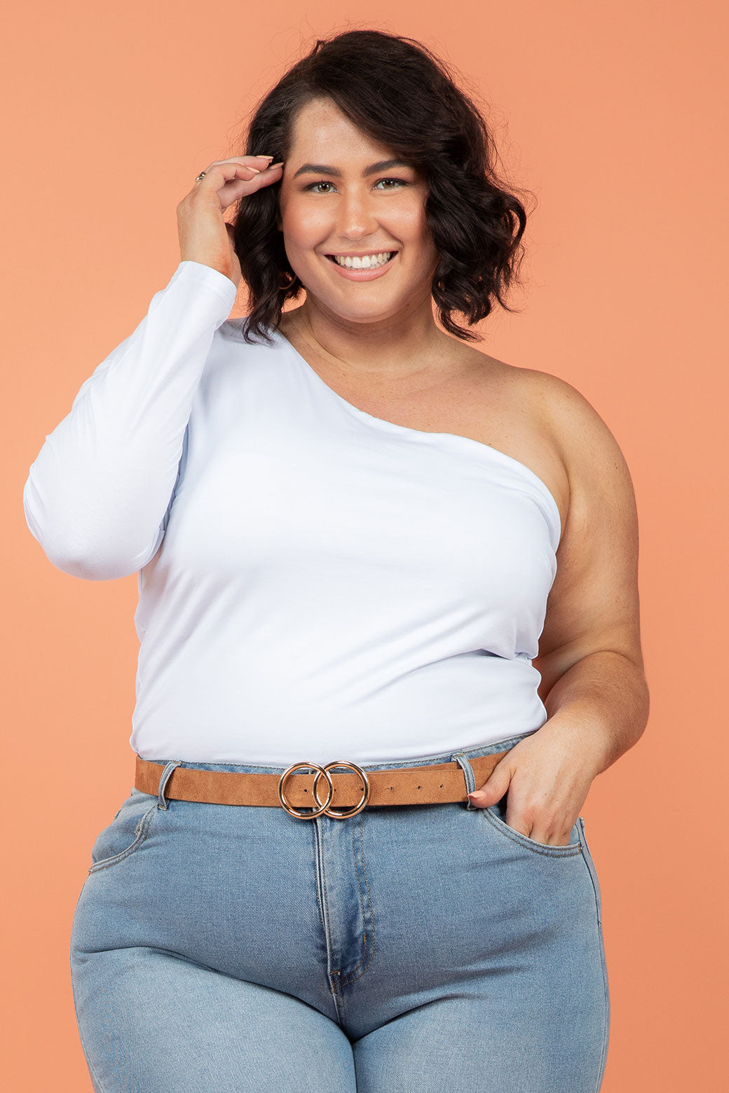 FINAL SALE | Sass Anna One Sleeve Top White