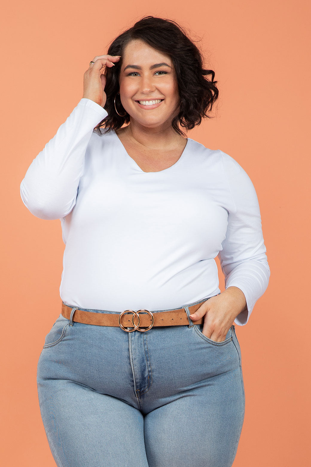 FINAL SALE | Sass Serena Vee Top White